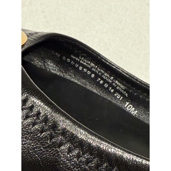 Tory Burch Reva Ballet Flats Black Leather Gold Logo Size 10M Retail $228 - Picture 5 of 8